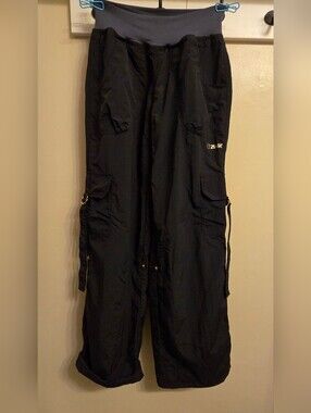 Vintage Zumba Spicy Black Cargo Track Pants S Streetwear Dance Techwear Baggy